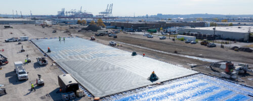 Brookfield Liberty Commerce jobsite during concrete slab pour.