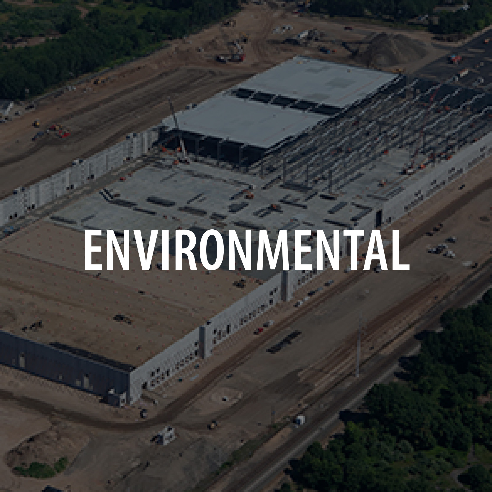 Drone image of jobsite showing a slab liner technique used for environmental projects