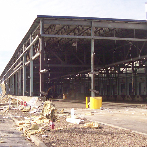 2008 Demolition image of an outdated industrial complex/commercial office building